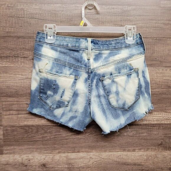 Mossimo High Rise Midi Cut-Off Shorts Size 0 / 25 Womens Denim Jean Bleached - Picture 3 of 10